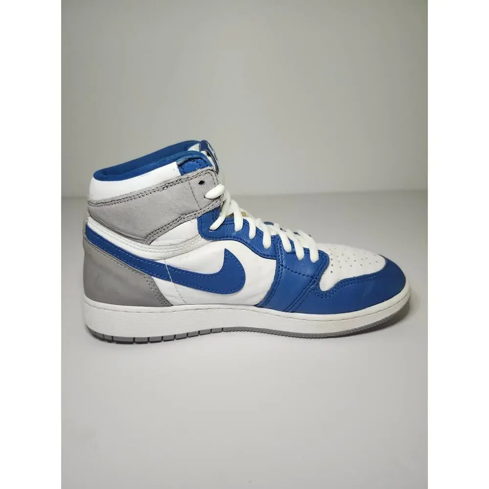 Nike Jordan Kids' 1 High Blue White Sz 5.5Y Leather Athletic Sneaker